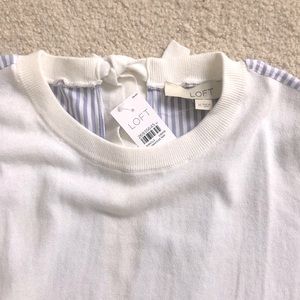 NEW!! LOFT Striped Crossover Tie Back Mixed Media Sweater